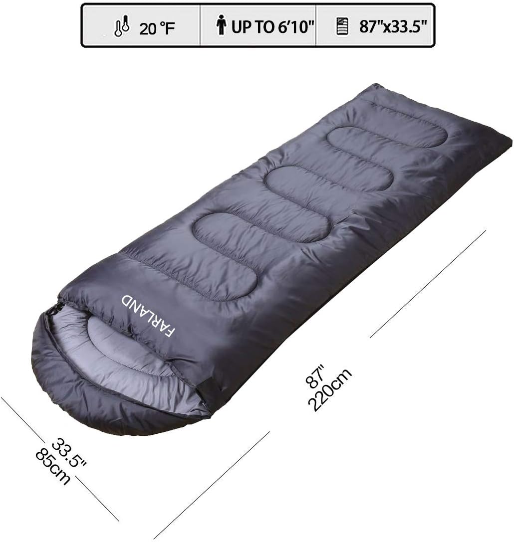 FARLAND Sleeping Bags 20℉ for Adults Teens Kids with Compression Sack Portable and Lightweight for 3-4 Season Camping, Hiking,Waterproof, Backpacking and Outdoors - Image 2