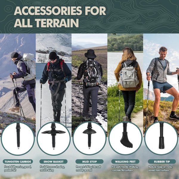 GPTCAMP Nordic Walking Stick, TPZ-1, 2pc Folding Collapsible Hiking Poles with Metal Quick Lock, Cork Handle, Lightweight 7075 Aluminum Trekking Poles for Seniors Women Men Hiking Gear - Image 6